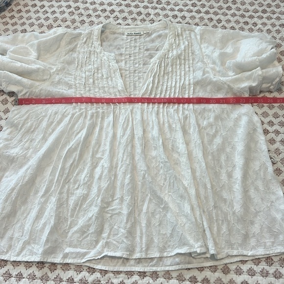 Roller Rabbit Tunic Notch Collar Tassel Belted White Cotton Flutter Sleeve Top - Picture 9 of 14